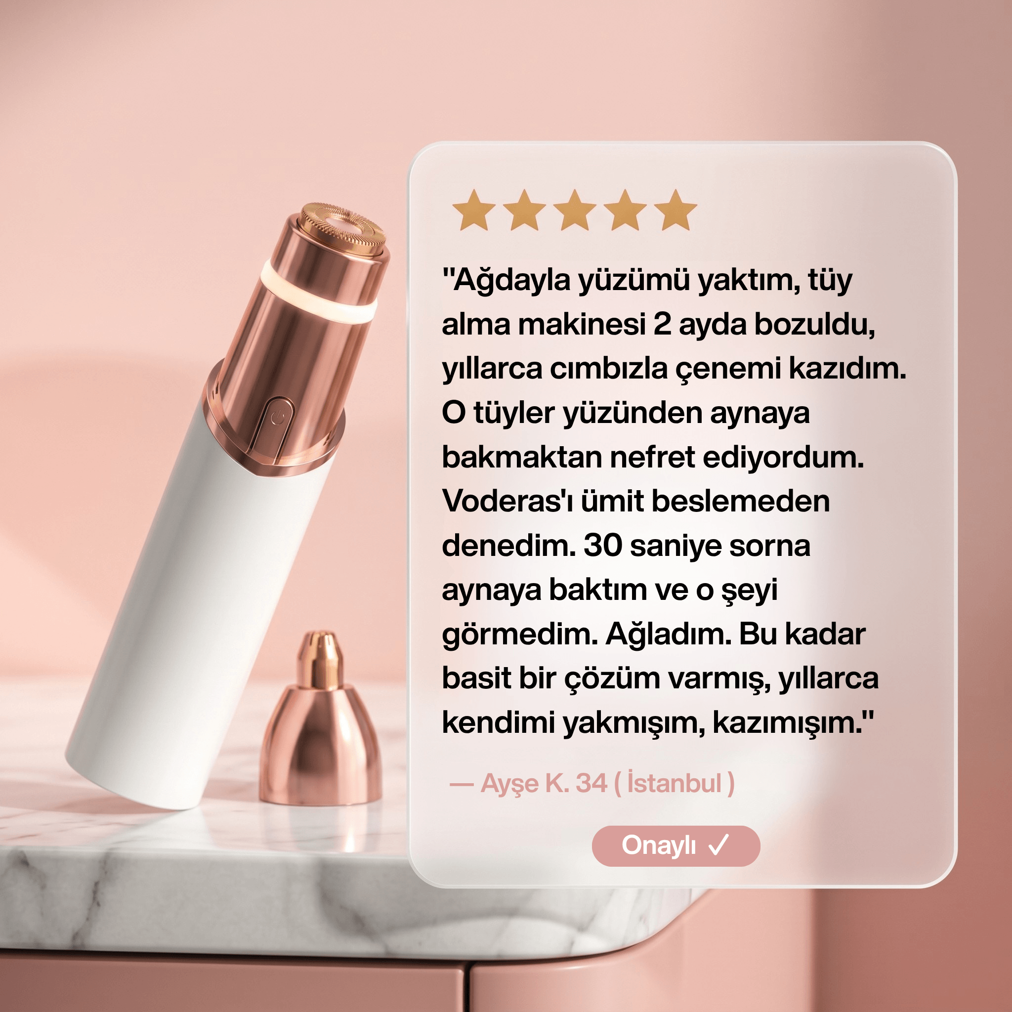 Voderas™ Hassas Yüz Tüy Giderici | 30 Saniyede Pürüzsüz Cilt