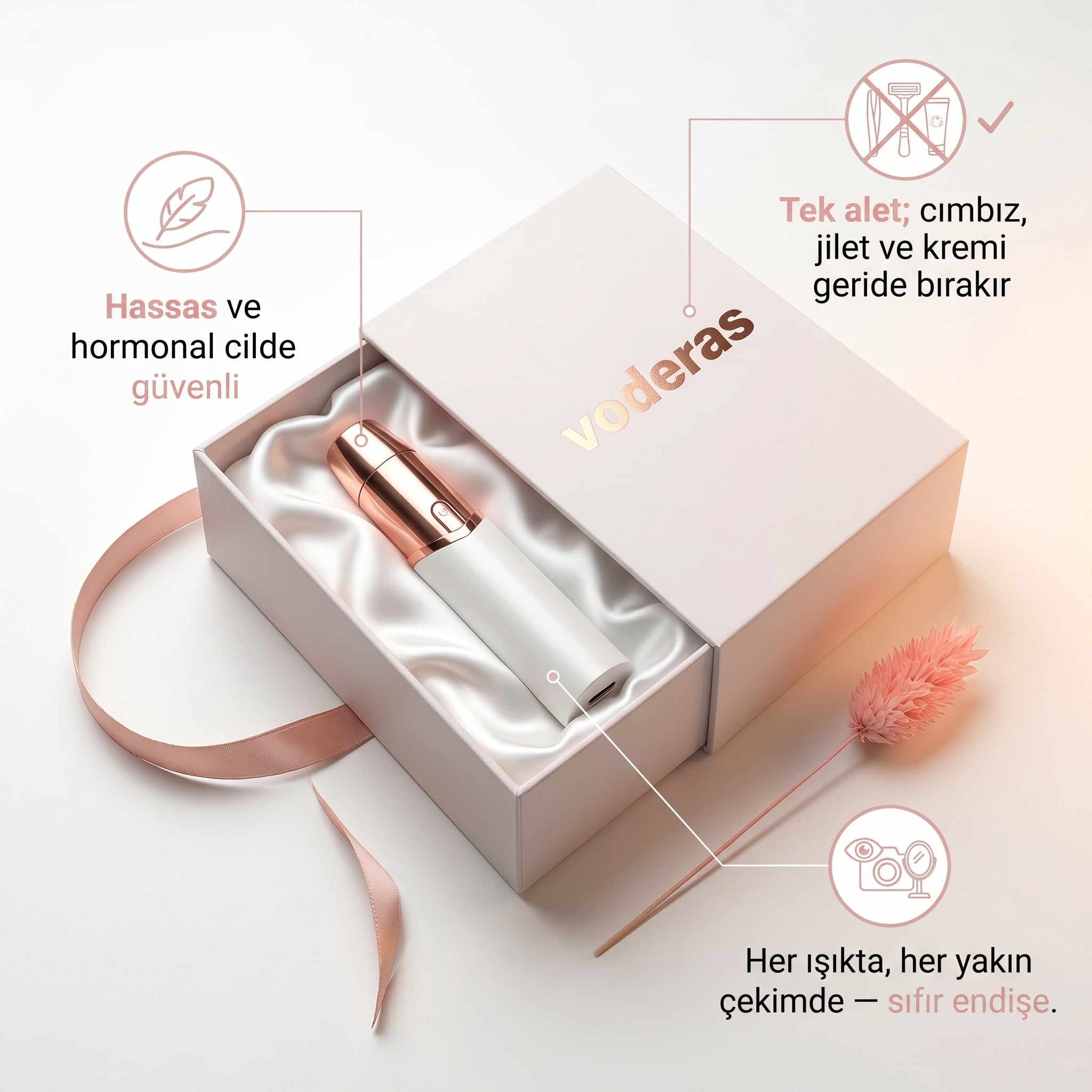 Voderas™ Hassas Yüz Tüy Giderici | 30 Saniyede Pürüzsüz Cilt